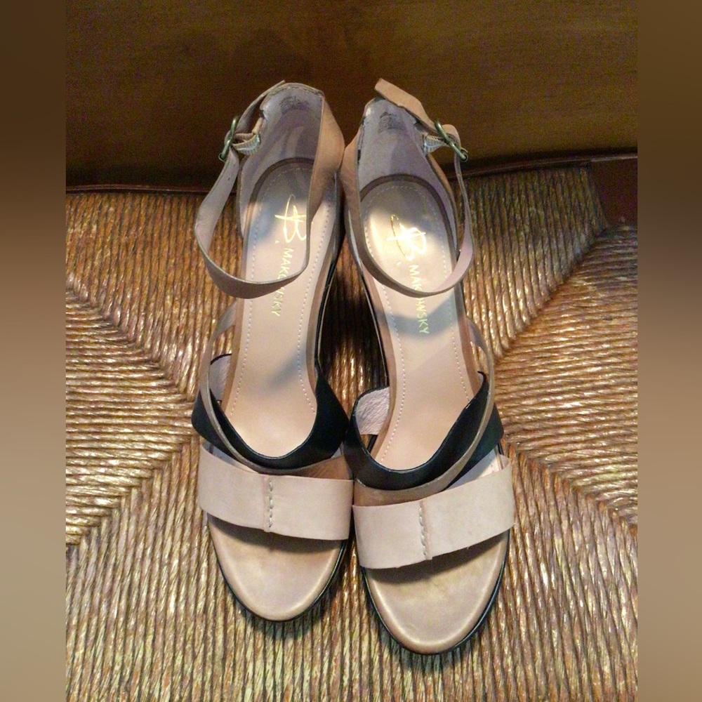 Multi-Colored Leather Wedge Sandals